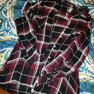 Burgundy/maroon plaid shirt